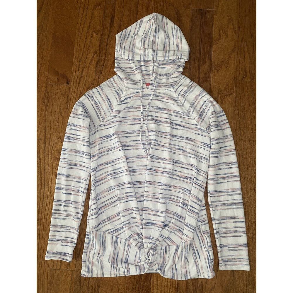 Motherhood Maternity White Pink Blue Thin Hoodie‎ Size XS